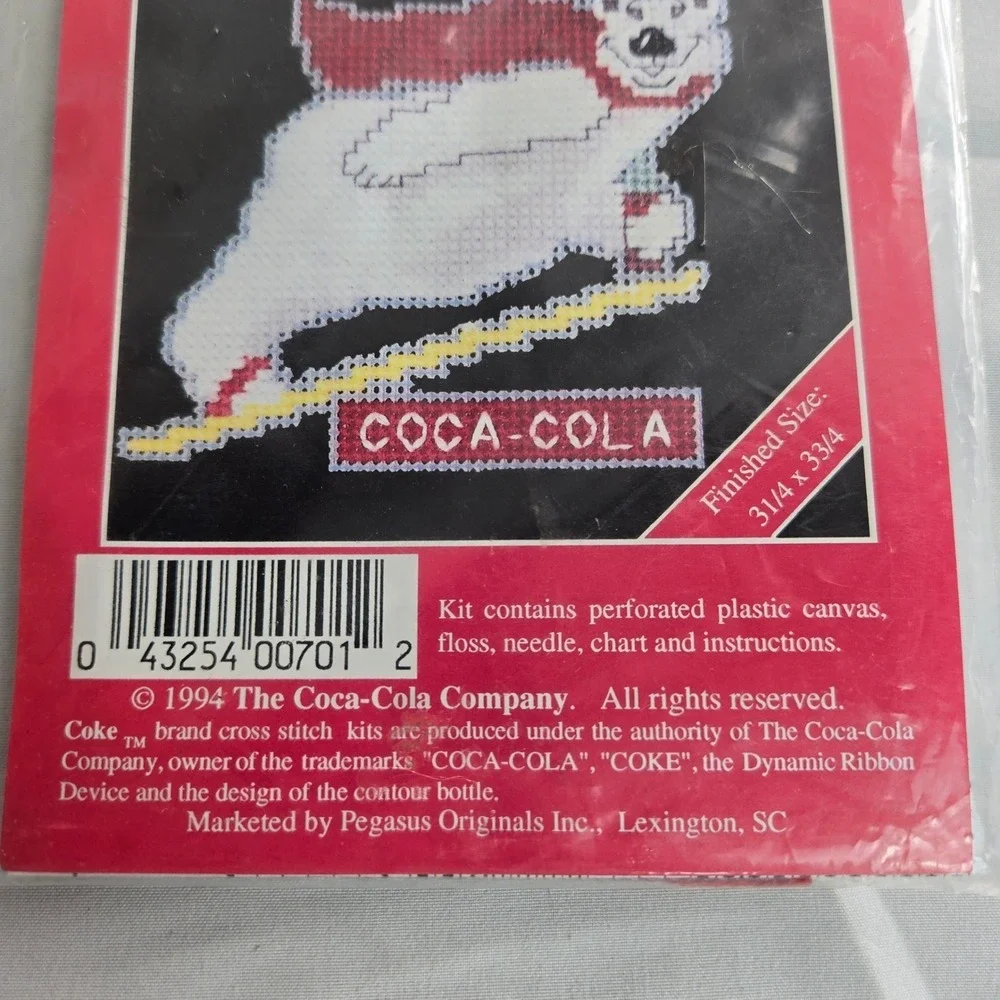 Coca-Cola Counted Cross Stitch Kit Skit Jumper Bear Vintage‎ 1994 3.25